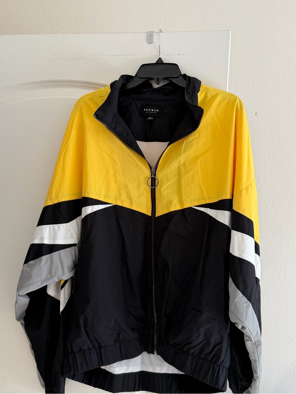 PacSun Yellow, Black & White Colorblock Windbreaker Jacket